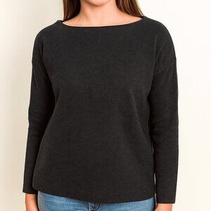 J.McLaughlin Crew Neck Knit Sweater Gray Soft Classic Pullover Women's Medium